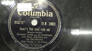 Frankie Laine and Jo Stafford Thats the one for me 1951 [upl. by Carper]