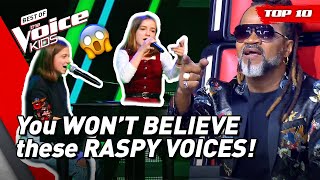 RASPY amp UNIQUE VOICES in The Voice Kids 🤯  Top 6 [upl. by Newnorb]