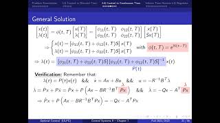 73 Optimal Control  LQ Control in ContinuousTime [upl. by Georgiana316]