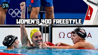 Ariarne Titmus vs Summer McIntosh vs Katie Ledecky in Womens 400 Freestyle  Paris Olympics 2024 [upl. by Iad]