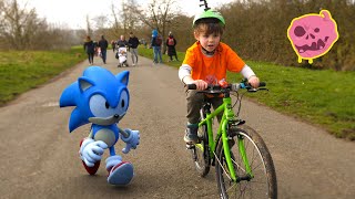 Real Sonic Hedgehog vs kids race  Whos faster [upl. by Amaleta]