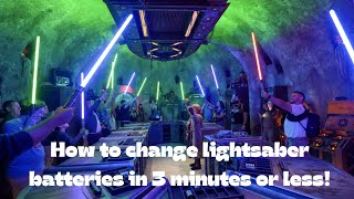 How to Replace Savis’s workshop Lightsaber batteries starwars disney [upl. by Thekla]