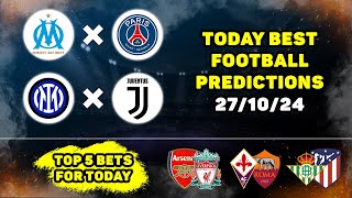 Football predictions and betting tips for today Marseille PSG Inter Juventus Arsenal Liverpool [upl. by Urania594]