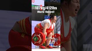 Li Wenwen 187kg 412lbs CampJ World Record 2time olympic champ weightlifting paris2024 olympics [upl. by Barclay158]