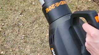 Worx 20v Electric Cordless Leaf Blower  Leaf Blowing First Time  Power Share [upl. by Cinda]