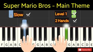 Super Mario Bros  Main Theme  piano easy [upl. by Kinzer]