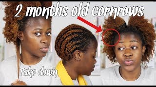 TAKING DOWN MY 2 MONTH OLD CORNROWS  ONE YEAR PROTECTIVE STYLING  MASSIVE HAIR GROWTH [upl. by Yadahs63]