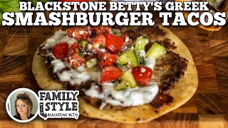 Greek Smashed Tacos  Blackstone Griddles [upl. by Forest543]