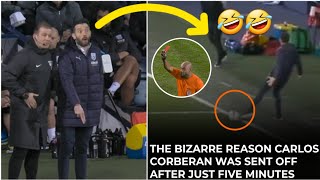 😳🤣 WEST BROM MANAGER CARLOS CORBERANS RED CARD VS SOUTHAMPTON  1st ever in history [upl. by Zoa]