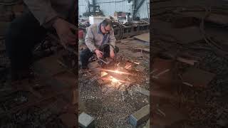 Oxyacetylene cutting flame produced by burning acetylene gas with oxygen to cut metals steel cast [upl. by Rybma547]