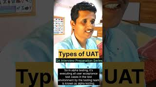 Types of User Acceptance testing UAT QA Interview Questions15 shorts softwarejobs [upl. by Zurkow665]