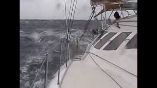 bare poles 35 knots drouge sailing catamaran cruising to fast Peter Facci Lunatic Dean cat [upl. by Sidoeht]