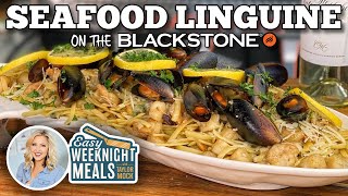 Easy Weeknight Meal Seafood Linguine  Blackstone Griddles [upl. by Dilisio743]