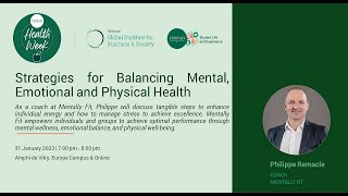 INSEAD Health Week  Strategies for Balancing Mental Emotional and Physical Health [upl. by Gabriella886]