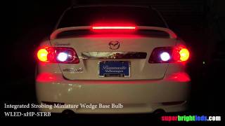 Strobing LED Reverse Lights and 7443R3W Strobing LED WLEDxHPSTRB TailBrake Lights on a Mazda R6 [upl. by Fayth]