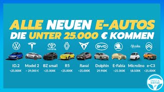 Diese günstigen EAutos kommen unter 25000 €  VW Tesla BYD Renault Skoda Cupra amp IZERA [upl. by Ocirema]