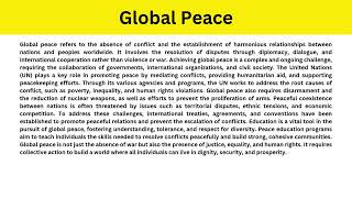 Short Paragraph on Global Peace [upl. by Mellie]