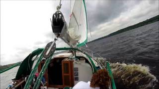 Sailing a Bayfield 32C on the St Croix River in heavy winds [upl. by Elly679]