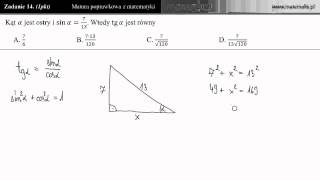 Zadanie 14  Matura poprawkowa 2012 [upl. by Llerrahs]