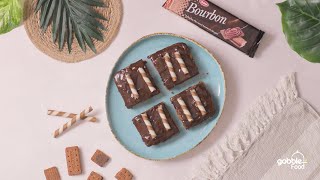 Gobble  Bourbon Biscuit Brownies  Eggless Ovenless Brownies [upl. by Odranoel]