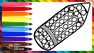 Draw and Color a POP IT Pencil ✏️🔴🟠🟡🟢🔵🟣🌈 Drawings for Kids [upl. by Anelle]