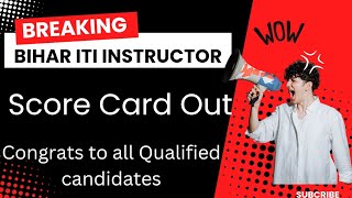 Bihar ITI Instructor Score Card Released  Iti instructor result [upl. by Omidyar]