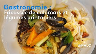 Gastronomie  fricassé de calamars et légumes printaniers [upl. by Ahsenot240]