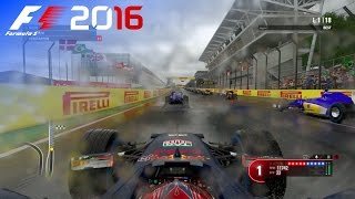 F1 2016  25 Rain Race at Autódromo José Carlos Pace Brazil in Verstappens Red Bull [upl. by Pollitt]