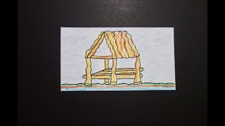 Lets Draw a Seminole Stilt Chickee Dwelling [upl. by Adnilemreh850]