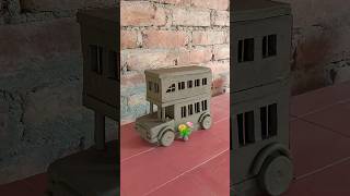 Miniature double decker bus making with natural clay 🚎  clayhouse claybus [upl. by Atnahsa]