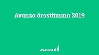 Avanza årsstämma 2019 [upl. by Leirbaj]