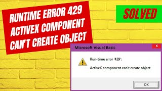 Fix Runtime Error 429 Activex Component Cant Create object windows 7 windows 10 [upl. by Niwrek]