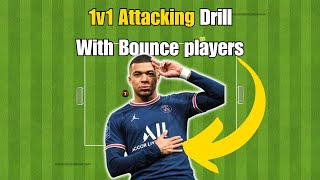 1v1 Attacking Soccer Football Drill ⚽️  Using Bounce Players [upl. by Neirual408]