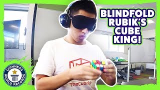 Jack Cai Fastest Rubiks Cube solved blindfolded  Guinness World Records [upl. by Noiraa205]