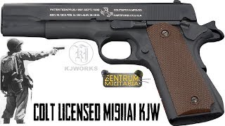 Colt Licensed M1911A1 GI Full Metal Airsoft Gas Blowback by KJW [upl. by Akierdna]