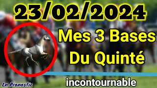 Pronostics PMU Mes 3 bases incontournable VENDREDI 23 FÉVRIER 2024 VINCENNES [upl. by Anelram]