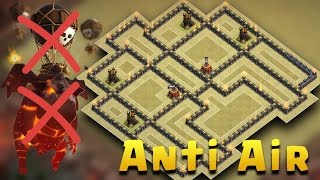 Town Hall 9 War Base Anti Air Attack  TH9 War Base Anti New Meta Lavaloon 2017  Clash Of Clans [upl. by Iturk]