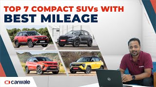 Top 7 Compact SUVs with Best Mileage  XUV 3XO Sonet Brezza Nexon and more  CarWale [upl. by Yelrac]