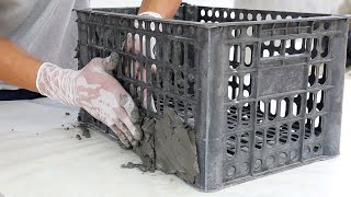 Cement idea and old plastic basket  Tips to build a unique flower pot for you [upl. by Poppas596]