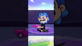 Pink Car vs Black Bike Awesome Race 🌈🏁 cartoon song [upl. by Sitto]