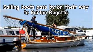 Sailing boats pass by on their way to Barton Regatta [upl. by Nerral]