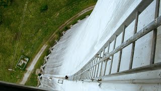 quotGovernment Spidersquot abandoned mothballed nuclear plant cooling tower climb very old video [upl. by Hak]