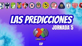 PRONÓSTICOS JORNADA 5 LIGA MX  APERTURA 2024 PREDICCIONES ZONA FUT [upl. by Beverly466]