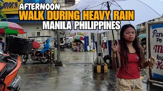 Afternoon Walk during heavy rain in Manila Philippines 4k [upl. by Korff]