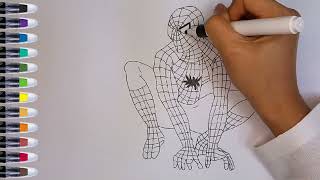 How to Draw SPIDERMAN easy simple drawing [upl. by Ener]