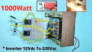 i make 1000W simple POWERFUL 12Vdc to 220Vac Inverter at home using MOSFET [upl. by Cherise970]