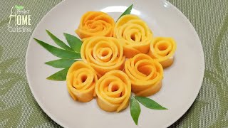 Easy Mango Cutting Style  How To Make Mango Rose  Mango Art  Fruit Carving Garnish  Mango Rose [upl. by Nnaecyoj]