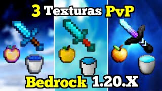 🔴 3 TEXTURAS para PVP en Minecraft PE 121X FPS  Texturas Gama Baja  Bedrock 121 [upl. by Angell617]