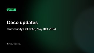 Deco Updates  Community Call 46  May 31 24  Brazilian Portuguese 🇧🇷 [upl. by Jandy]