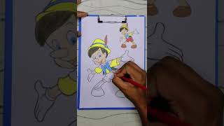 Pinocchio 🤥 pinocchio disney drowing art kids coloring shorts [upl. by Orsola]